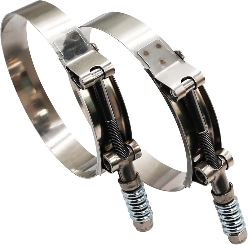 ROADFORMER 5" Heavy Duty T Bolt Hose Clamp Stainless Steel - Spring Loaded 133mm - 141mm for 5" I.D. Hose with 3mm - 6mm Wall Thickness, Auto-adjusting maintain Constant Clamping Force (133mm - 141mm, 2 Pack) - Image 5